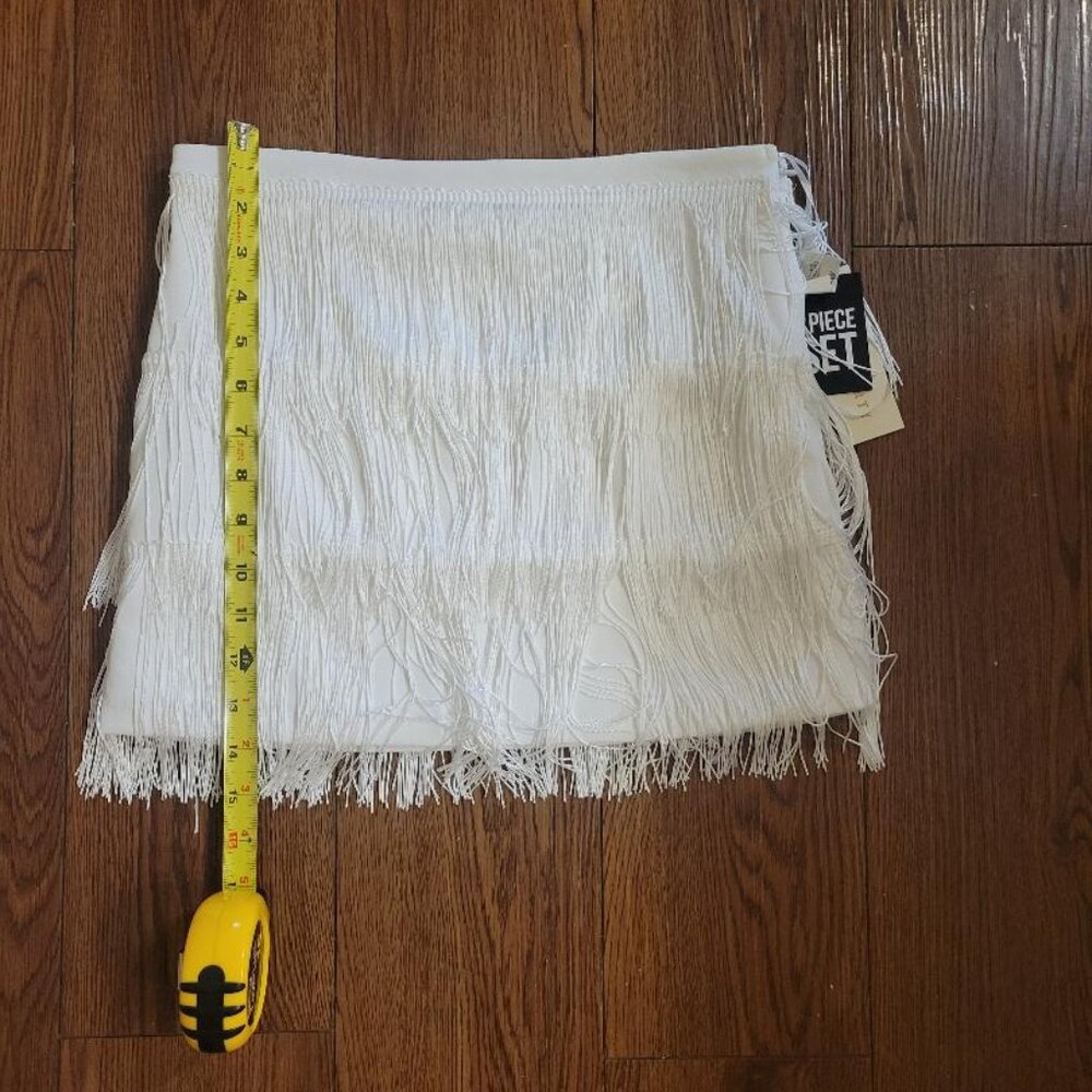 White fringe western country skirt xs